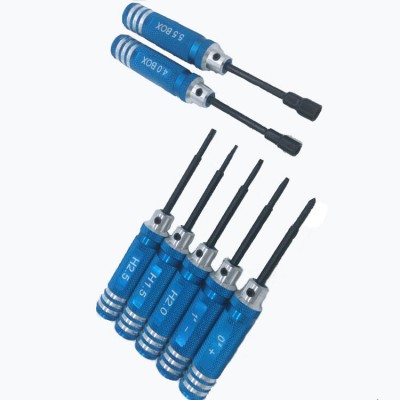 7 in 1 Mini blue handle Philips/Hex/Torx/Socket/Slotted screwdriver bits for RC Helicopter