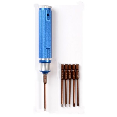 6 in 1 Hot sale blue handle hex screwdriver repair tool for hobby RC Helicopter