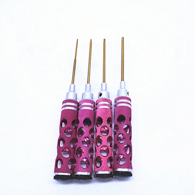 4pcs Hex Screwdriver Set Allen Wrench Set 1.5 2.0 2.5 3.0mm Tools for RC Helicopter Car Model Pink