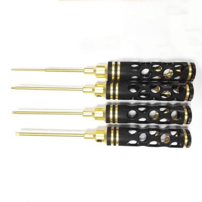 4 pcs Black Honeycomb handle hex screwdriver set with titanium coating screwdriver bits for RC Airplane Car