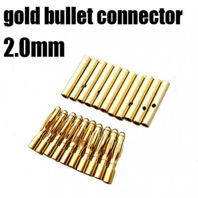 2.0mm Gold Bullet connectors plug Golden Connector